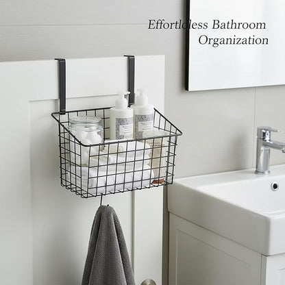 Over-the-Door Storage Rack, Carbon Steel Cabinet Organizer for Kitchen & Bathroom, Hanging Shelf for Pots Pans Towels, No Drilling Required (1 PC)