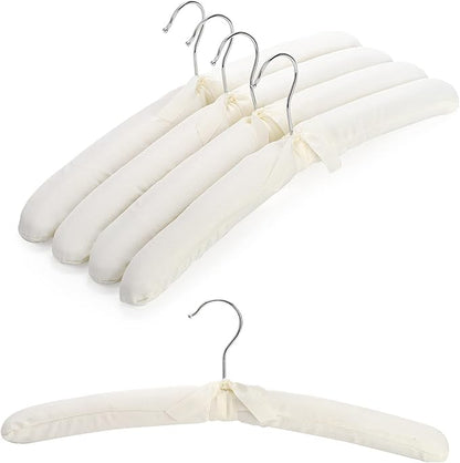 Tosnail 12 Pack Fabric Padded Hangers, Foam Padded Wedding Dress Hangers for Coat, Blouse, Sweaters, Bride Dress, Clothes - White