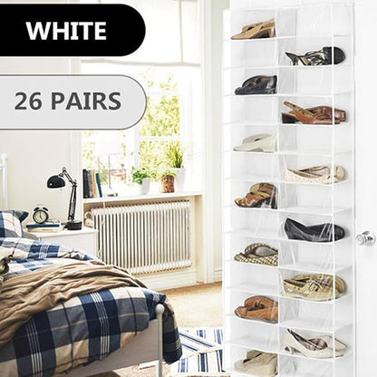 2pcs over Door Shoe Organizer with 26 Pockets White Hanging Shoe Rack Closet Storage Space Saver for Home and Bedroom