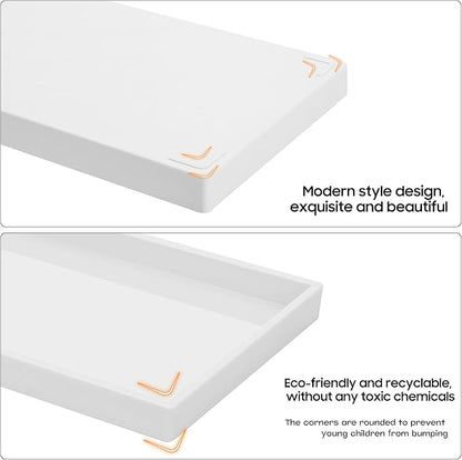 Vanity and Bathroom Tray, 11.8" ABS Countertop Organizer,Waterproof Vanity Tray for Toilet Tank,Perfume,Soap,Keys,Bathroom Accessories,Kitchen and Bath Trays,Non Slip Small Trays,White,2 Pack