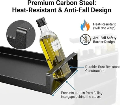 AWOKE Magnetic Over the Stove Shelf, 16" to 30" Extendable Steel Spice Rack for Back of Stove, Above Oven Storage Organizer, Stove Top Shelf for Kitchen Range, Heat Resistant Ledge for Spices & Oils
