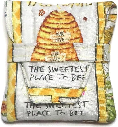 Tea Bag Wallet in a Small Teabag Shape, Sunflowers or Honey Bee Fabric Print, Your Choice, Handmade, Quilted