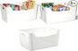 Ytteve 3 Pack Large Plastic Storage Bins with Handles, 13.7x10.2x5.7 Inch White Organizer Containers for Kitchen, Pantry, Closet, Bathroom, Office, Cabinet, Drawer, Snack, Toy & Makeup Organization