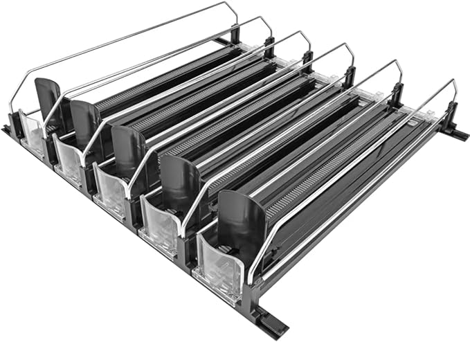 Refrigerator Can Organizer, 5-Lane Fridge Drink Dispenser, Beverage Storage Rack