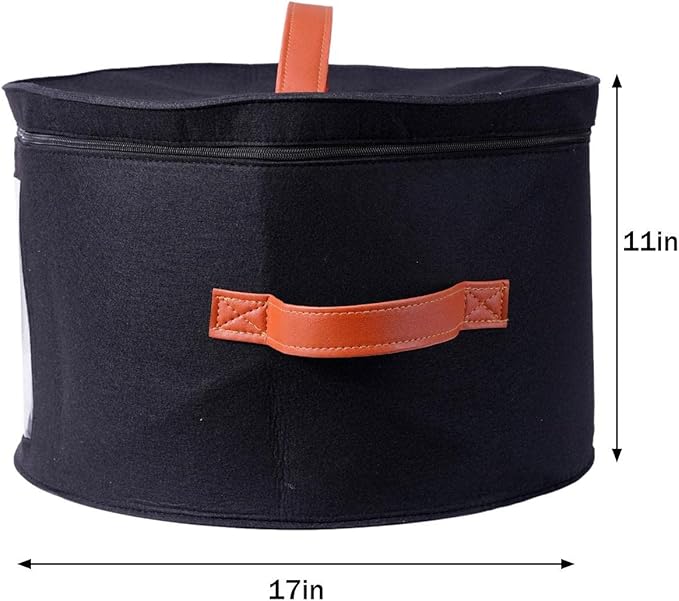 Large Hat Storage Box with Lid | Felt Round Foldable Hat Organizer | Travel Hat Boxes | Hat Organizer Box | Suitable for Various Types of Hats(11X17 Inch)