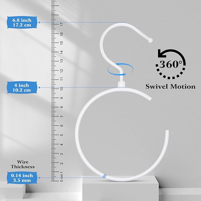 Yaocom 4 Pack Belt Hangers for Closet Rotatable Belt Ring Hook Tie Rack Holders Closet Hanger Organizer for Ties Scarves Baseball Cap Wardrobe Accessory Storage(White)