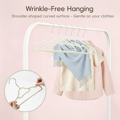 GoodtoU 50 Pack Velvet Baby Hangers, 12.8 Inch Non-Slip Toddler Clothes Hangers, for Infant Coats, Dresses & Pants, White - Car