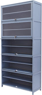 10 Tier Shoe Rack Organizer with Door, 40 Pairs Entryway Shoe Storage Cabinet Narrow Shoe Organizers and Storage Shoe Rack for Entryway Bedroom Hallway (Grayish Blue)
