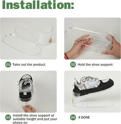 Clear 10 Pack Shoe Slot Organizer, Shoe Stacker Organizer Holders for A Pair of Shoes, Adjustable Thickening Double Layer 50% Shoe Space Saver Rack Storage for Closet (clear, 10 Pack)