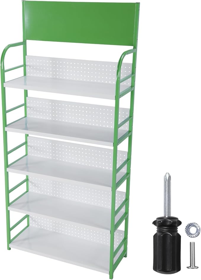 5 Tier Soda Can Organizer with Signboard Floor Standing Snack Candy Rack Display for Kitchen Office and Convenience Store