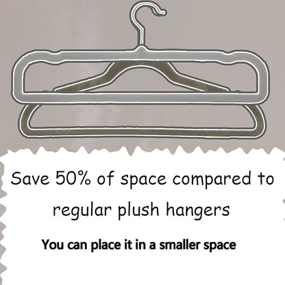 Velvet Pant Hangers, 20pcs Heavy Duty Flocked Trouser Hangers with Non-Slip Bar, 35cm(L) Adult Clothes Hanger with Swivel Hook, Slim Felt Jean Hangers for Shorts, Dress, Scraf, Bar (Grey-Silver)