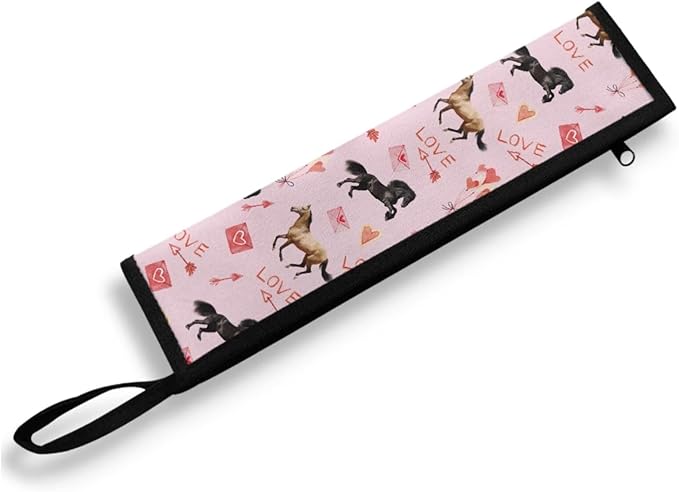 COEQINE Horses Printed Portable Tableware Carrier Pouch Flatware Cutlery Bag Silverware Lightweight Portable Washable Leafproof for Storage Knife Fork Spoon Organizer
