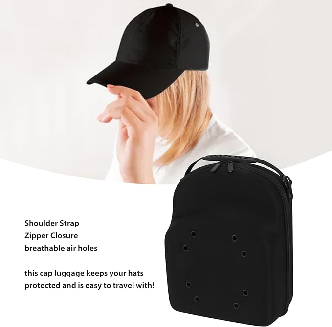 AUNMAS Hard Hat Case, Baseball Cap Carrier Bag, Crush Proof Travel Case with Shoulder Strap for Hat Storage