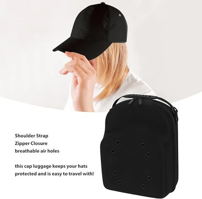 AUNMAS Hard Hat Case, Baseball Cap Carrier Bag, Crush Proof Travel Case with Shoulder Strap for Hat Storage