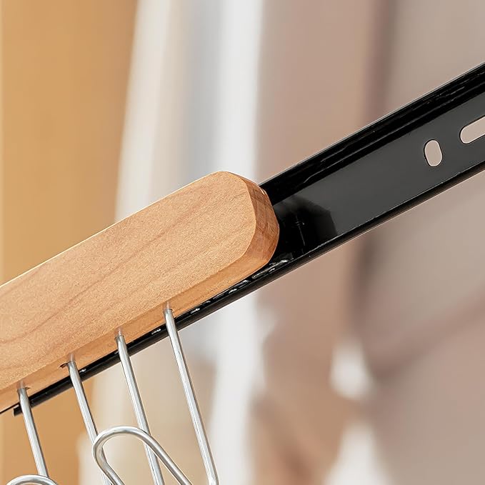 Pull Out Bra Hanger for Closet, Sliding Hooks Rack for Belt Ties Tank Top Scarf Jewelry, Space Saving Organizr for Wardrobe Cabinet, Right Side 12 Hooks Rail, 2 Pcs
