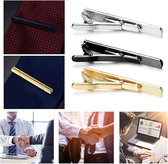 Mens Classic Tie Clips Long Styles Tie Pins Minimalist Necktie Tie Bar Clasp Clip Clamp Pins Gift For Men Business Party Wedding Best Gift and Daily Life(Gold)
