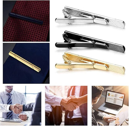 Mens Classic Tie Clips Long Styles Tie Pins Minimalist Necktie Tie Bar Clasp Clip Clamp Pins Gift For Men Business Party Wedding Best Gift and Daily Life(Gold)
