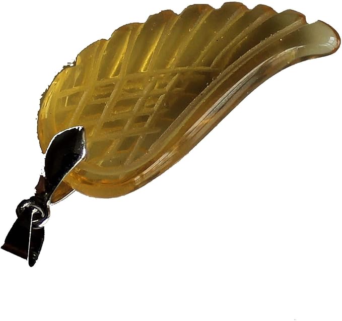35mm Hand carved mixed gemstom angel wing for necklace pendant bead (piezoelectric citrine(glass))