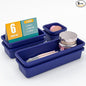6 PCS Drawer Organizer Set, 3 Size Makeup Drawer Divider Organizer With Non-Slip Pads, Interlocking Plastic Storage Bins for Office,Jewelry Vanity,Gadgets, Bathroom,Kitchen, Navy