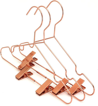50 Pack 13" Rose Copper Gold Shiny Metal Wire Clothes Hangers with Clips for Shirts Coat Storage & Display