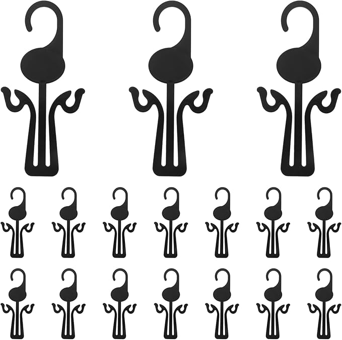 Veemoon Plastic Slippers Display Hanger 20Pcs Shoes Slippers Drying Hanging Rack Shoe Organizer with Double Hooks Shoe Drying Shelf Hangers for Home Shoe Store Black