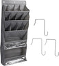 Over the Door Shoe Organizer, 12 Small Pockets and 4 Large Pockets for Closet Storage, Space Saving Hanging Storage Holder with Reinforced Hooks for Shoes, Accessories (Grey)