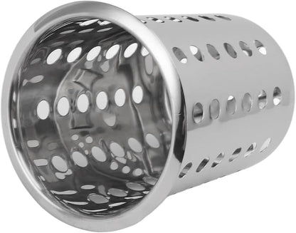 Yosoo Health Gear Kitchen Utensil Holder Spoon Fork Holder Storage Bucket, Multipurpose Large Capacity Utensil Crock for Countertop, Stainless Steel Utensil Holder 4.5*4.5*5.4in (With Holes)