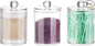 DAPOWER 3 Pack Qtip Holder Storage Canister for Cotton Ball, Cotton Swab, Pads, Floss; 10-Ounce Clear Plastic Apothecary Jar with Lid, Bathroom Makeup Organizer (3)