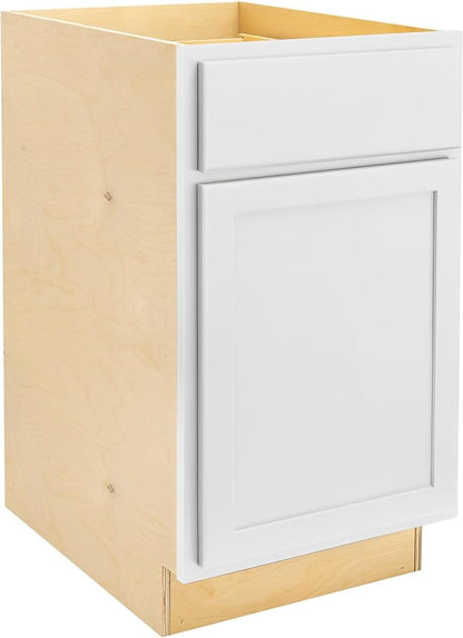 Quicklock RTA (Ready-to-Assemble) | Base Kitchen Cabinets - Shaker Style | Made in America (Pure White, 18" Wx34.5 Hx24 D Base)