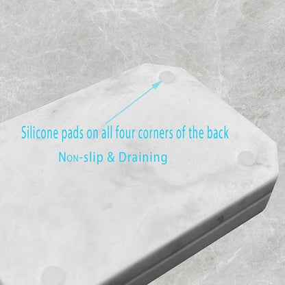 Resin Marble-Like Texture Soap Dish Drainable Soap Holder,Double Layer Draining Soap Dish.