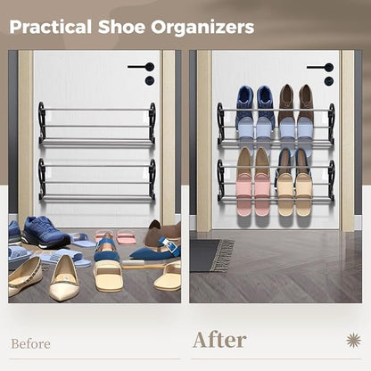 Racks Shoe Mounted Wall 2Pcs, Organizers Shoe Hanging Door Punch-Free with Mounts Adhesive, Shelves Storage Shoes Door Over, Holders Shoe Saving Space for Bathroom, Entrance