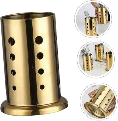 PRETYZOOM 2pcs Stainless Steel Chopsticks Holder Versatile Utensil Organizer for -saving Design for Chopsticks Forks and Spoons Gold Base