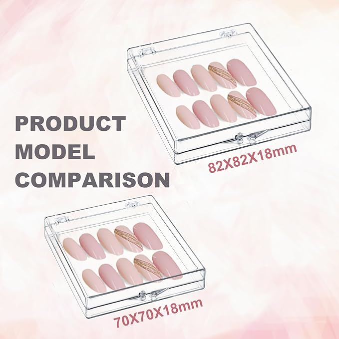 30Boxes 2.75 * 2.75 IN Press On Nail Packaging Storage Box and 90pcs Adhesive Tabs - Acrylic Organizer Case for Artificial Nail for Nail Business Supplies (Clear, S)