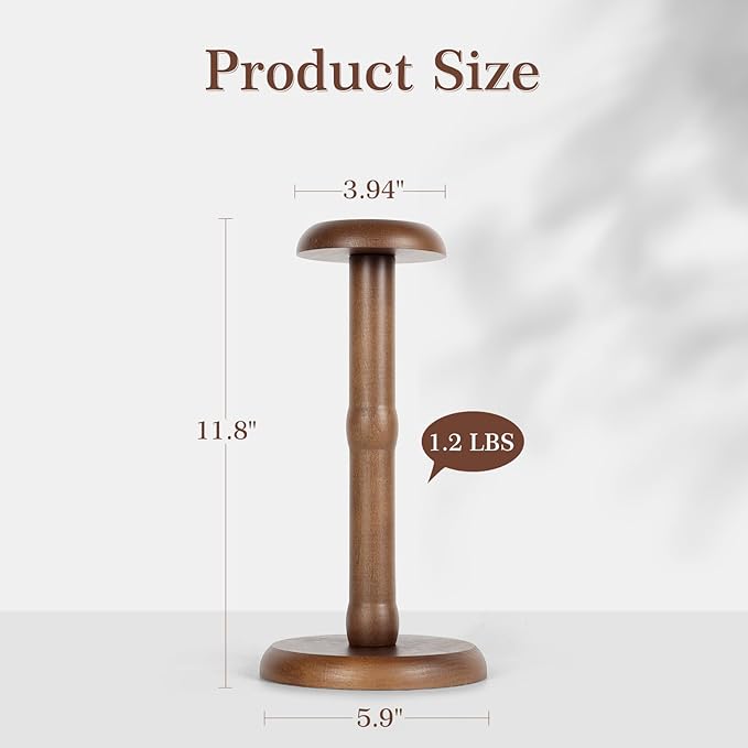SEKSON Cowboy Hat Stand, Tabletop Hat Display Rack, Solid Wood Hat Holder Stand for Caps Wigs Helmets, Rustic Brown (3 Pack)