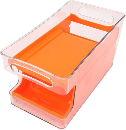 2 Tier Soda Can Rack Beverage Can Can Storage Holder Can Holder for Pantry Refrigerator (Orange)