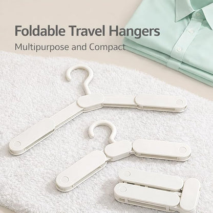 6 Pack Foldable Travel Hangers with 12 Clips, Portable Collapsible Clothes Hanger for Travel, Cruise, Hotel, Camping, Dorm, Space Saving Laundry Solution for Small Spaces (White)