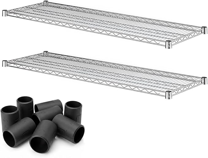 2 Pack Chrome Additional Wire Shelf for 18" x 54" Shelving Units, Replacement Shelves for Wire Rack
