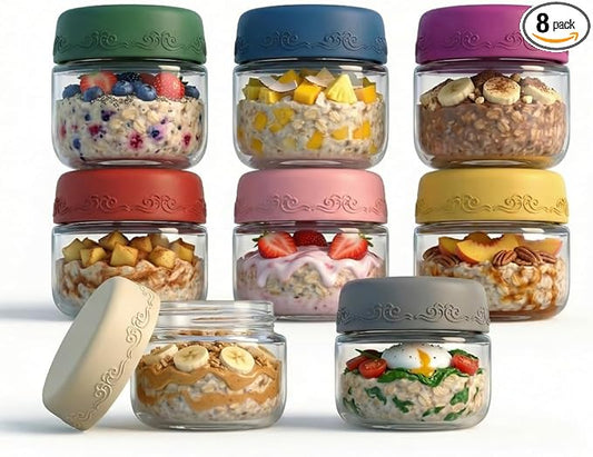 2 OZ Salad Dressing Jar 8 Pack, Airtight Leakproof Bulk Small Glass Sauce Jar with Lids, Reusable for Lunch Box, Bento, Travel & Meal Prep (2 OZ-8Pack)