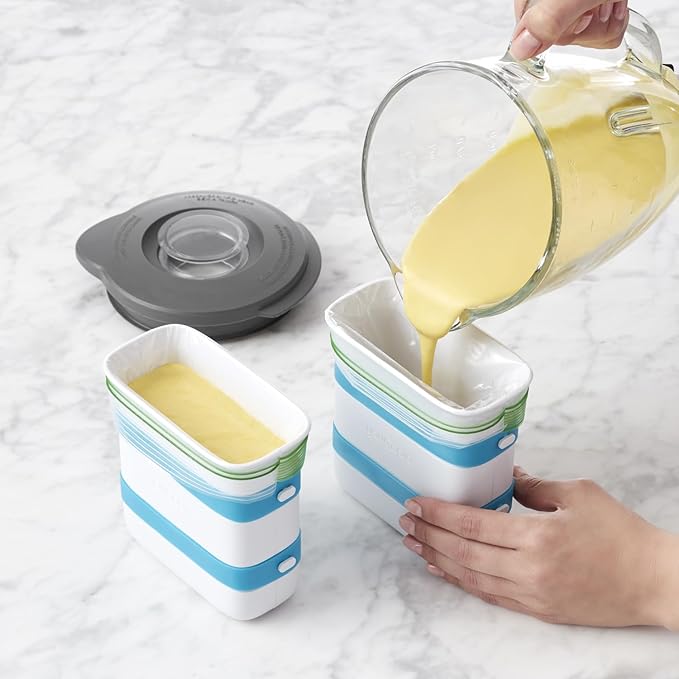 YouCopia FreezeUp Freezer Food Block Maker, 2 Cup, 2-Pack, Meal Prep Bag Container to Freeze Leftovers and Soup