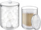 2 Pack Cotton Swab Holder, Transparent Acrylic Organizer with Lid, Clear Dispenser for Swabs, Bathroom Organizer and Storage, Home Decor, 10oz and 12oz
