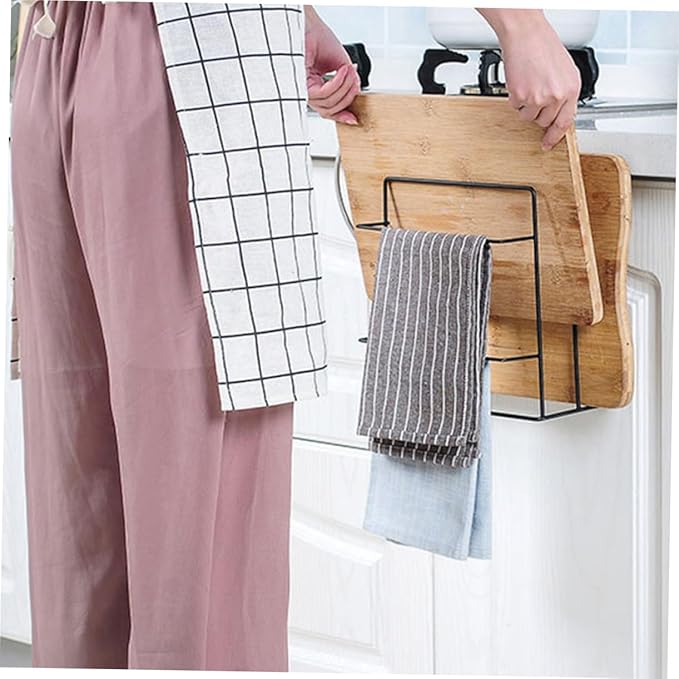 2Pcs Cabinet Door Organizer Iron Towel Rack Storage Double Layer for Kitchen and Bathroom Easy Installation No Drilling Required