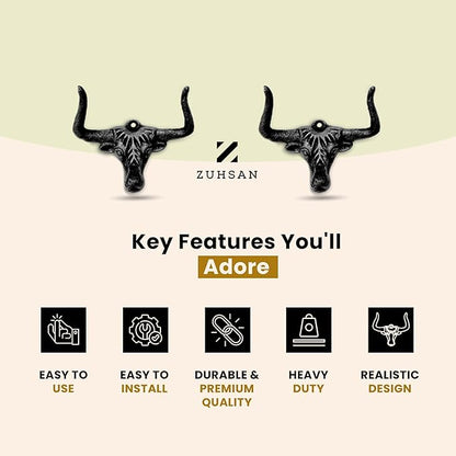 Cowboy Hat Rack for Wall - 4 Pack Cast Iron Cowboy Hat Holder,Hat Storage Organizer Hat Hooks for Wall Western Decor for Bedroom Western Gifts (Rust, 4 Pack)