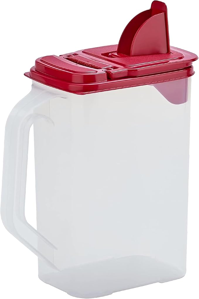 Buddeez Flour and Sugar Container - 4 Quart All Purpose Kitchen Organization and Storage Unit, Dry Storage Container For Kitchen, Large Food Storage Container for Organizing Your Pantry (Red Lid)