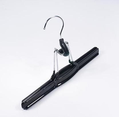 NAHANCO 10” Non Slip Metal Skirt/Pant Hanger with Rubberized Clamp, Black - 50 Pack