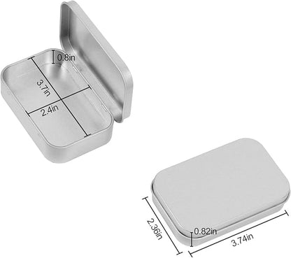 KINJOEK 42 PCS Metal Rectangular Empty Hinged Tins, 3.7 x 2.4 x 0.8 Inch Portable Sealed Containers Storage Boxes with Lids for Small items, Silver