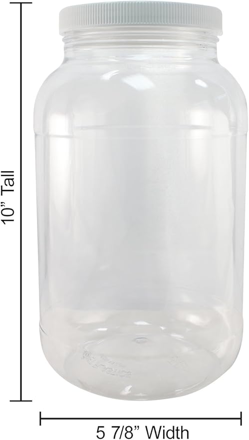 Pinnacle Mercantile 1 Gallon Plastic Jars with Screw on Lined Lids 2 Pack Wide Mouth Food Storage Containers