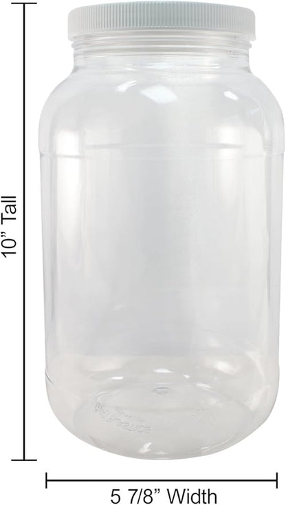 Pinnacle Mercantile 1 Gallon Plastic Jars with Screw on Lined Lids 2 Pack Wide Mouth Food Storage Containers