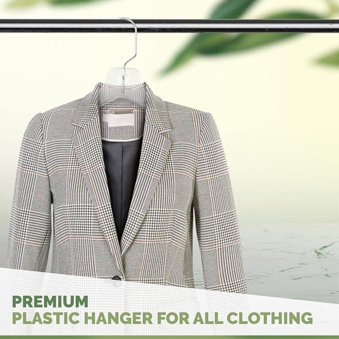 DEILSY™ Clear Plastic Hangers 25 Pack - Durable Clothes Hanger for Wardrobe Organization, Essential Plastic Hanger for Garments, Versatile Coat Hangers for Home and Retail Use