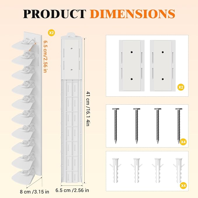 YOUDENOVA Hat Organizer for Baseball Caps, 2 Pack Hat Rack for Wall Hold up to 40 Hats, Adhesive Hat Storage Display for Wall and Closet Doors, White