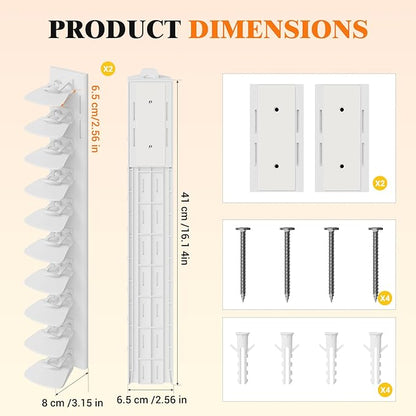 YOUDENOVA Hat Organizer for Baseball Caps, 2 Pack Hat Rack for Wall Hold up to 40 Hats, Adhesive Hat Storage Display for Wall and Closet Doors, White